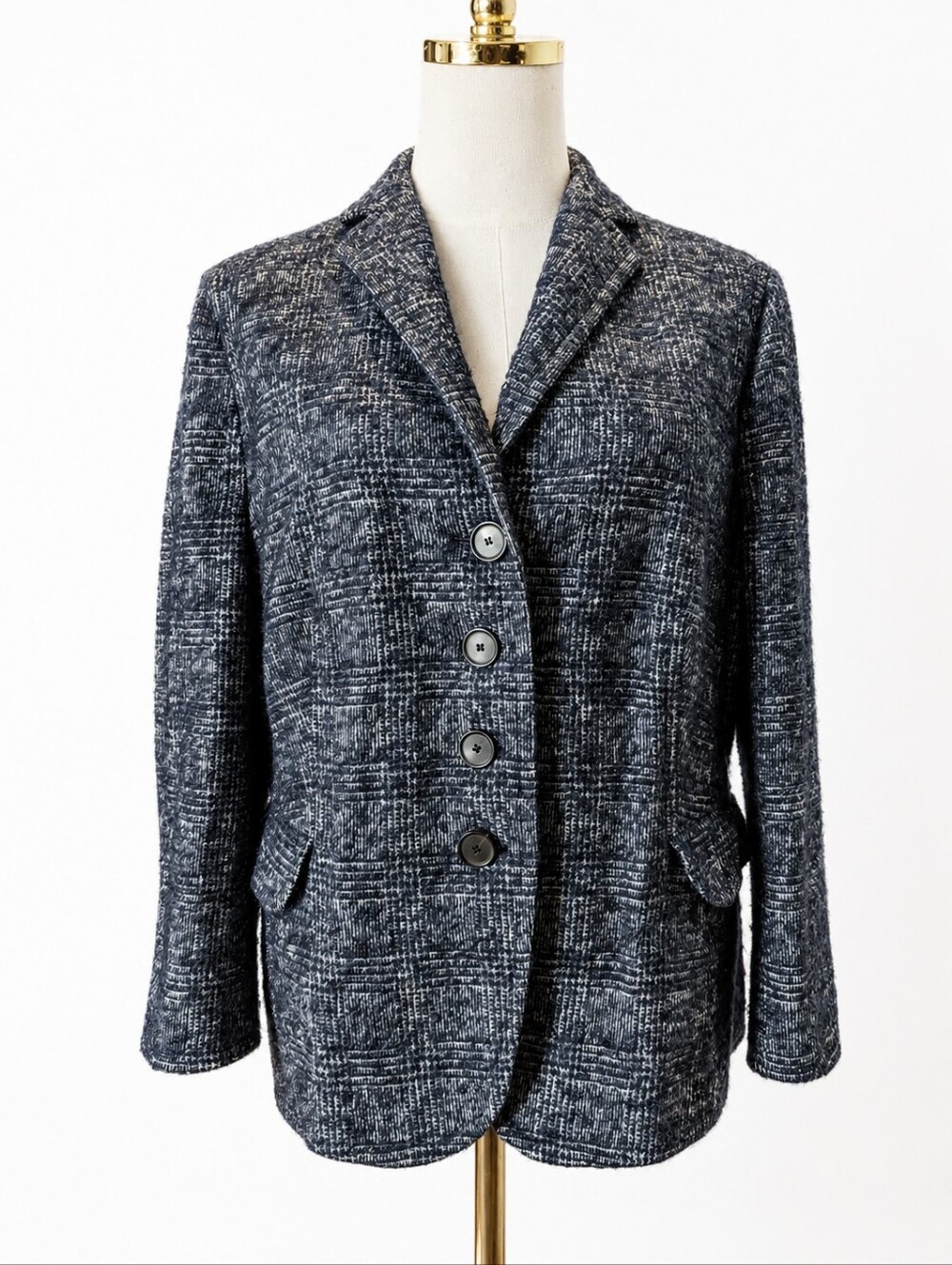 Akris Punto Textured Wool Blend Blazer 3/4 Sleeve Size 14 EUC - Picture 3 of 8